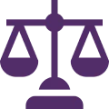 Legal balance icon in purple