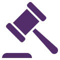 Purple gavel on black background