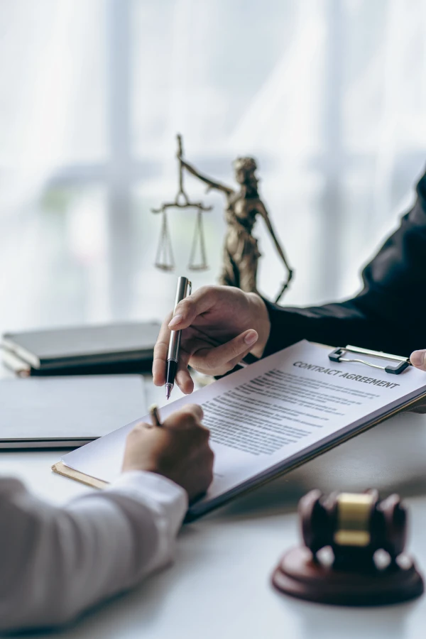Lawyer discussing contract terms