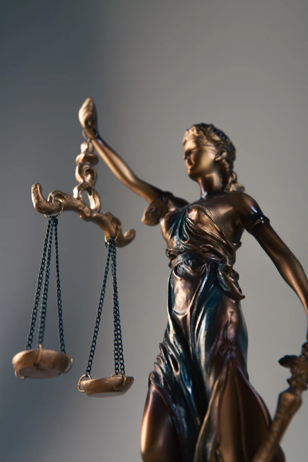 Bronze Lady Justice with scales